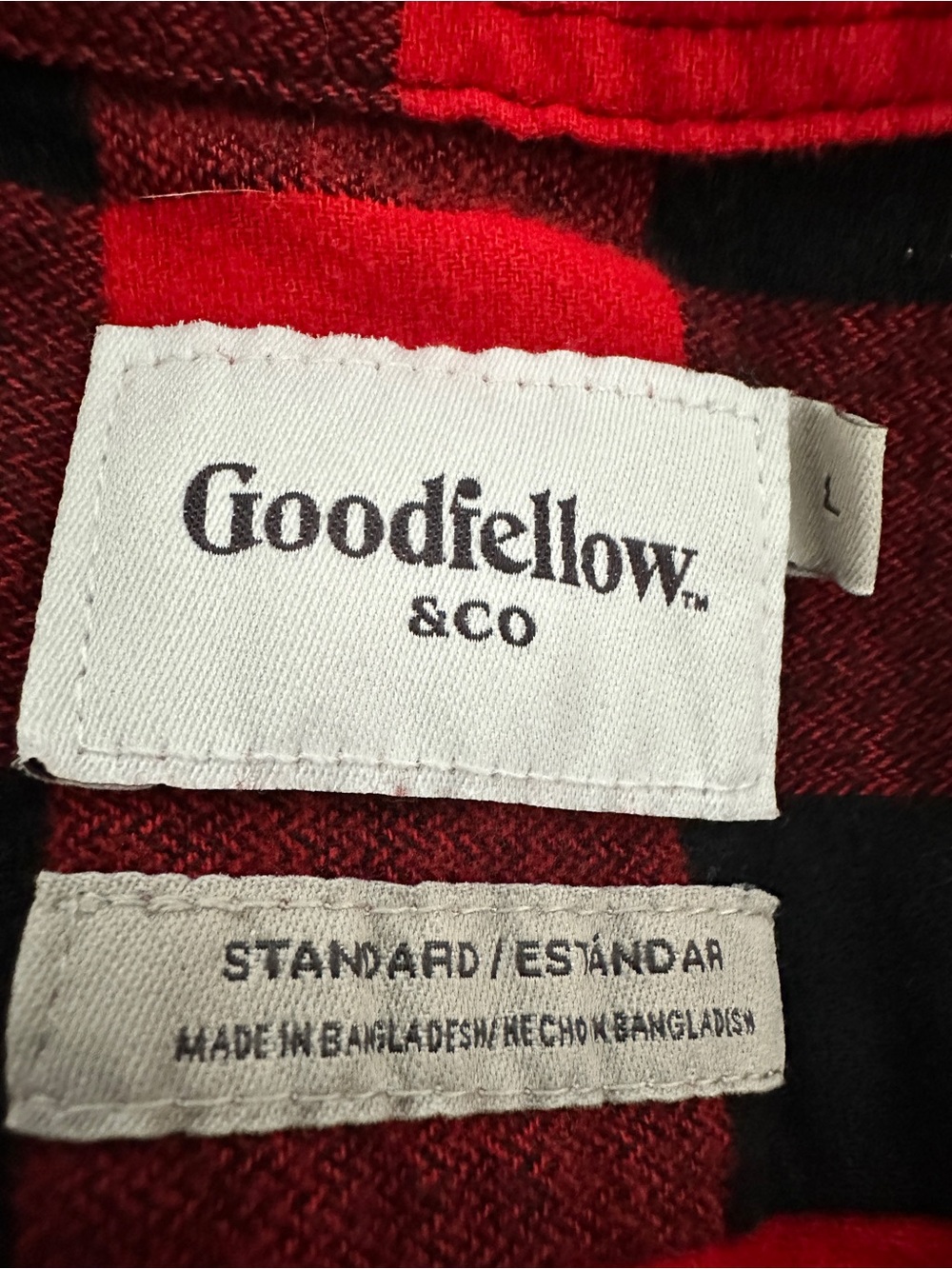Goodfellow & Co Men's Vintage MidWeight Long Sleeve Flannel Shirt CrimsonCheck - Picture 4 of 5